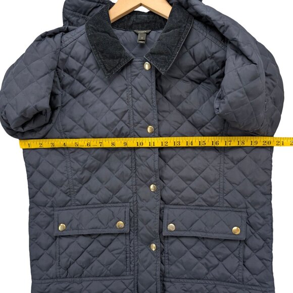 J.CREW Quilted Field Jacket Womens Navy Blue Full Zip Corduroy Collar Size M - Picture 6 of 10
